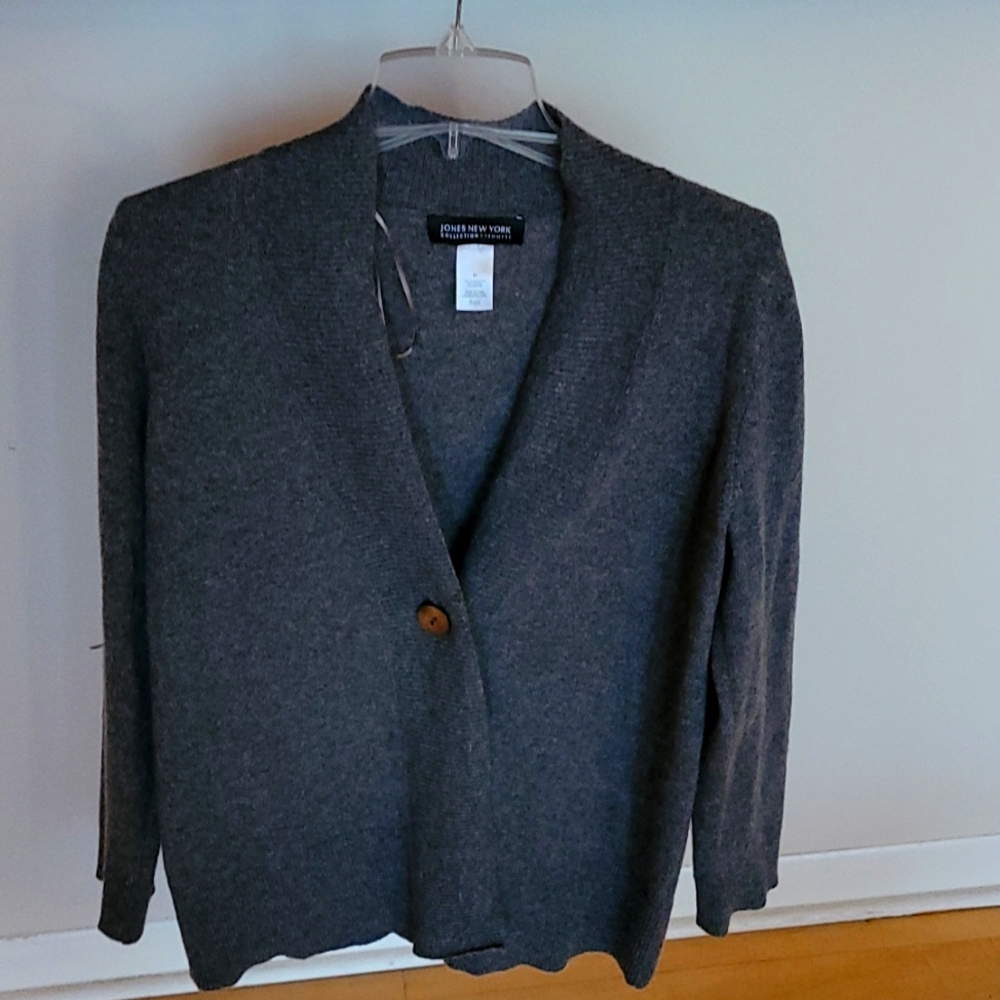 Gray 100% cashmere cardigan